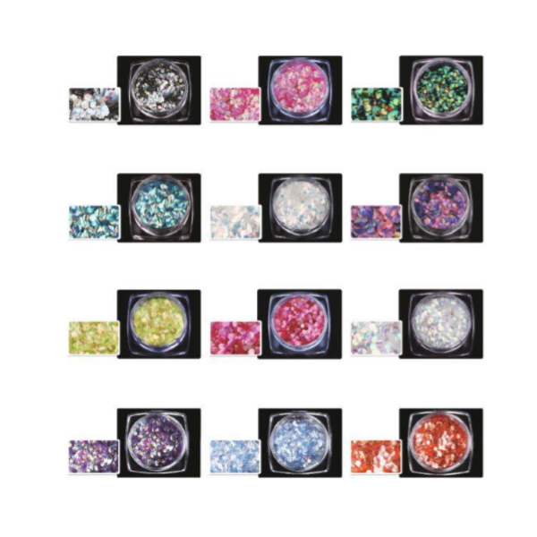 Sequin - 12 pcs x 0,5 g Nail-Dekoration- Décoration d‘ongles- Decorazione per unghie
