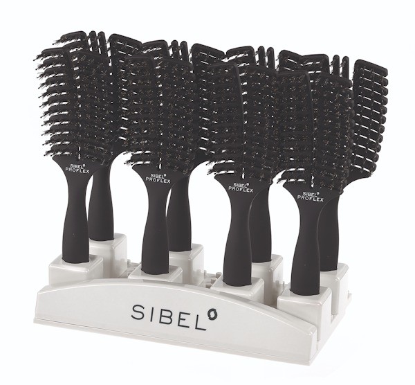 Belüftete Bürste Proflex schwarz Display 4x L & 4x S