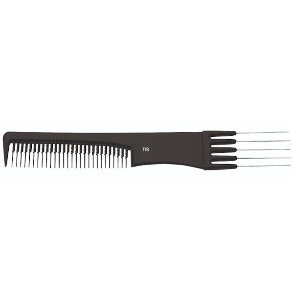 Spitzkamm Delrin 118 Schwarz 19,5 cm